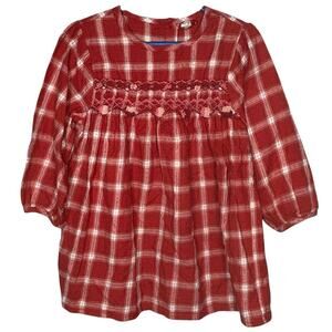 Thomas Trent Red & Pink Plaid Flannel Valentines Day Long Sleeve Dress Size 4